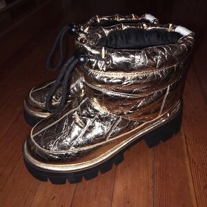 Michael Kors Barton Crackled Metallic Leather Boots